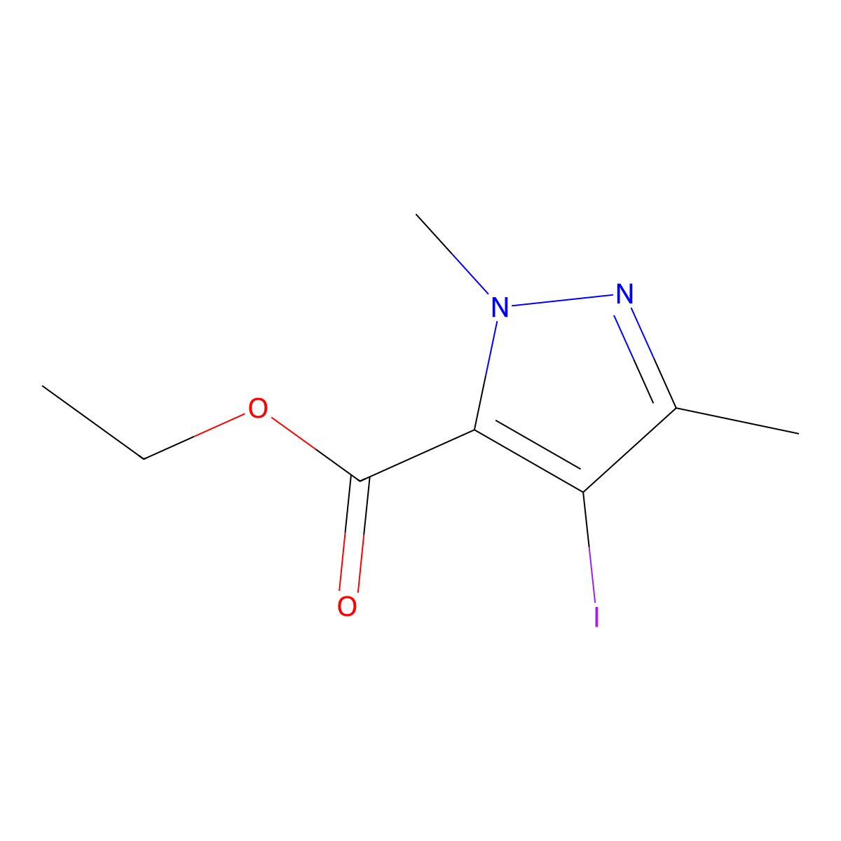Ethyl 4-iodo-1,3-dimethyl-1H-pyrazole-5-carboxylate molecular structure, CAS 153208-27-6