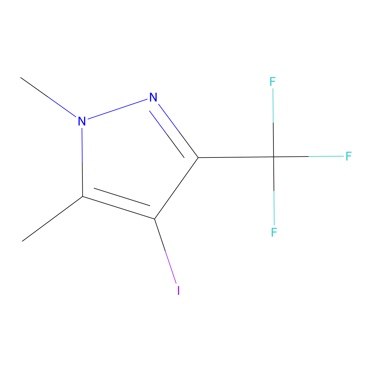 4-iodo-1,5-dimethyl-3-(trifluoromethyl)-1H-pyrazole molecular structure, CAS 153208-33-4