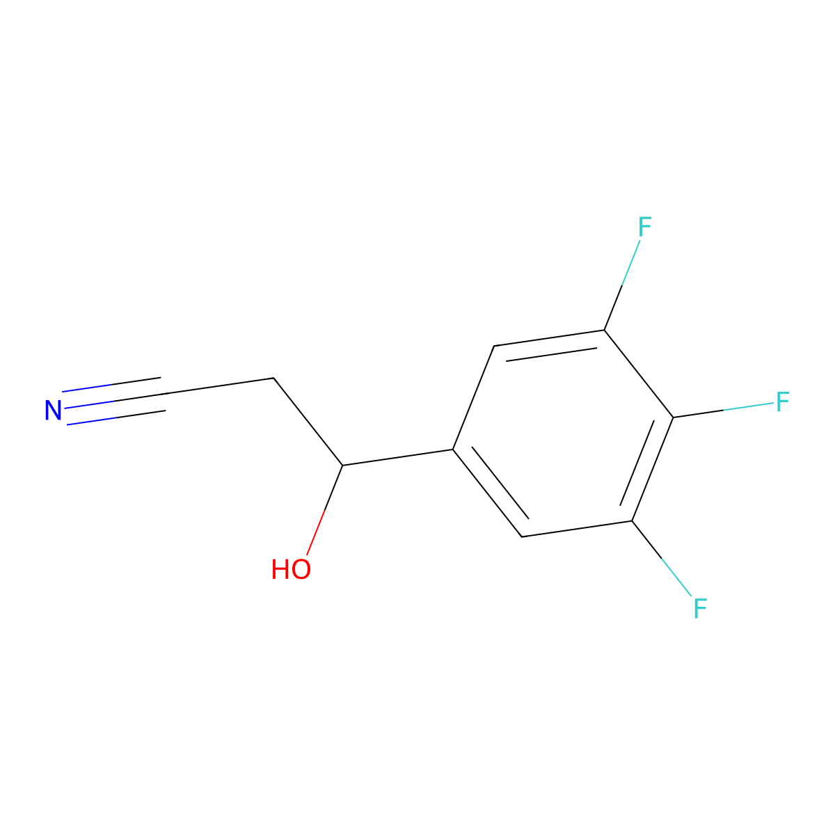 3-Hydroxy-3-(3,4,5-trifluorophenyl)propanenitrile molecular structure, CAS 1532241-68-1
