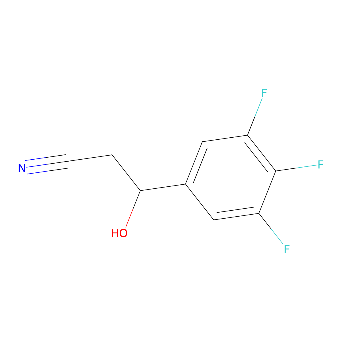 3-Hydroxy-3-(3,4,5-trifluorophenyl)propanenitrile molecular structure, CAS 1532241-68-1