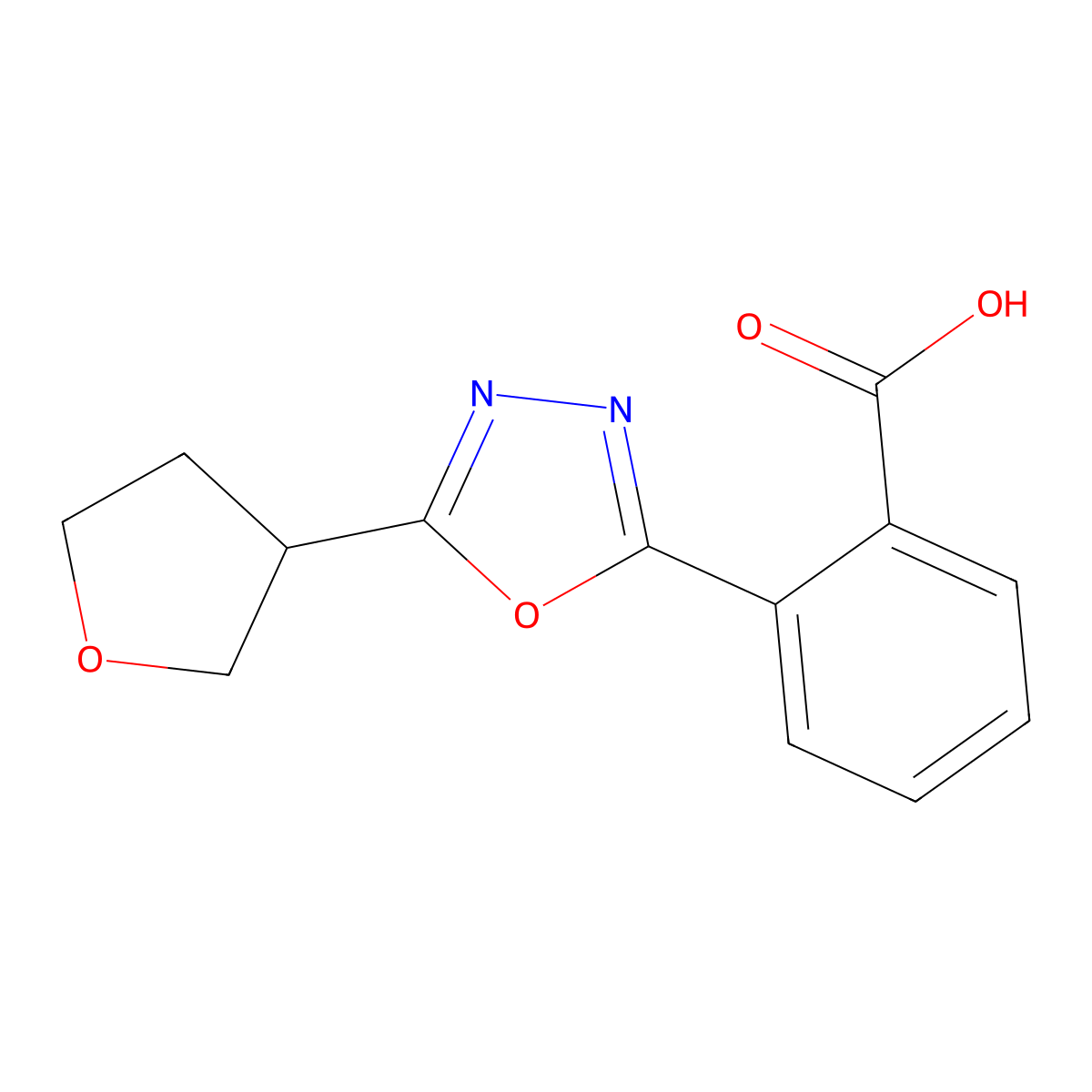 2-[5-(Oxolan-3-yl)-1,3,4-oxadiazol-2-yl]benzoicacid molecular structure, CAS 1532248-43-3