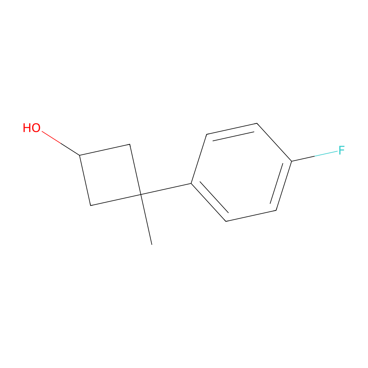 3-(4-Fluorophenyl)-3-methylcyclobutan-1-ol molecular structure, CAS 153228-32-1