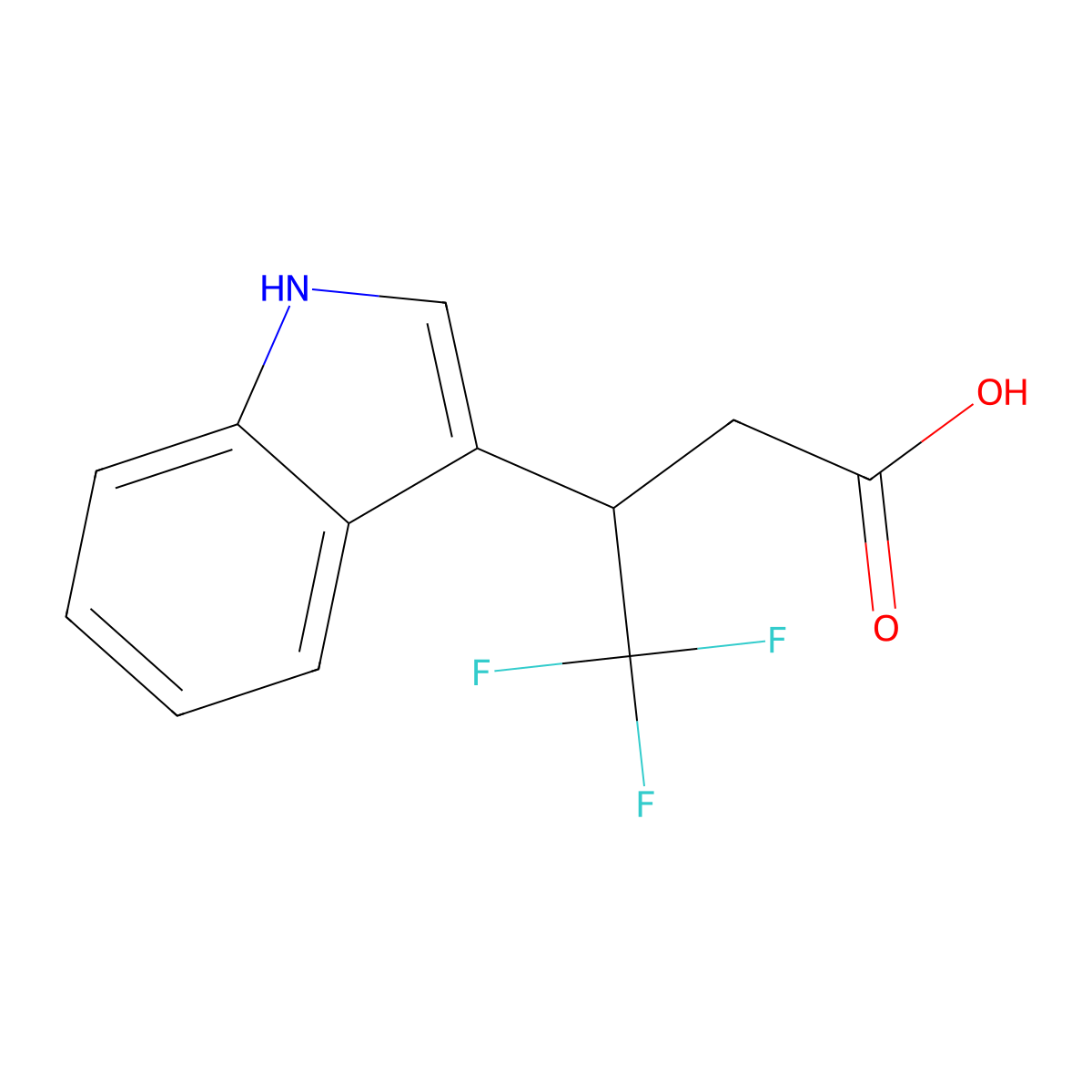 4,4,4-Trifluoro-3-(1H-indol-3-yl)butanoic acid molecular structure, CAS 153233-36-4