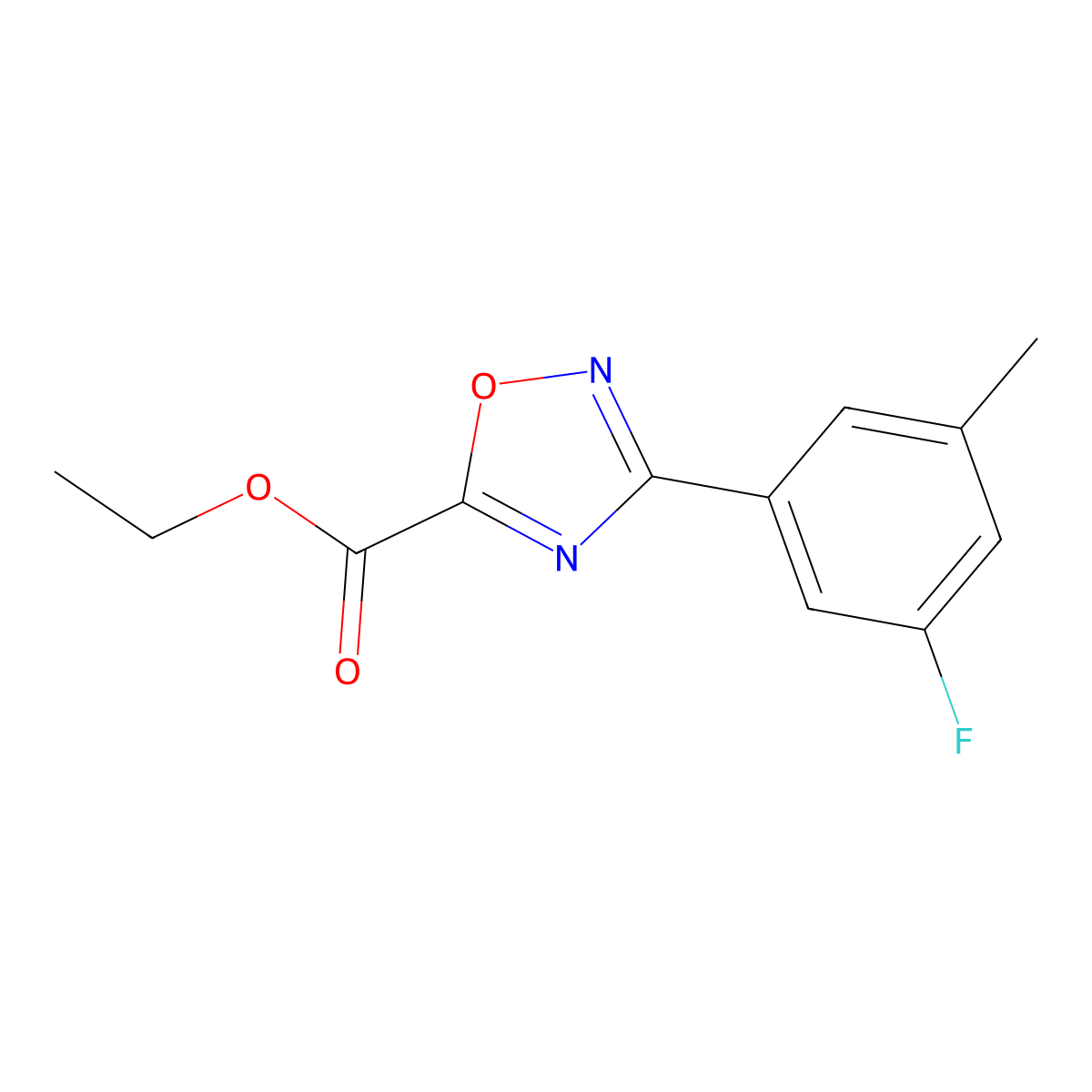 Ethyl 3-(3-fluoro-5-methylphenyl)-1,2,4-oxadiazole-5-carboxylate molecular structure, CAS 1532344-25-4