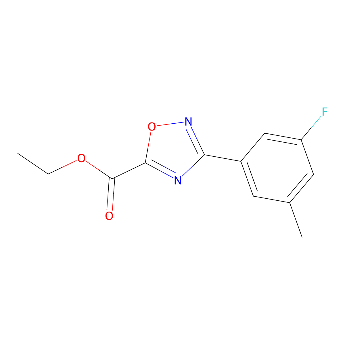 Ethyl 3-(3-fluoro-5-methylphenyl)-1,2,4-oxadiazole-5-carboxylate molecular structure, CAS 1532344-25-4