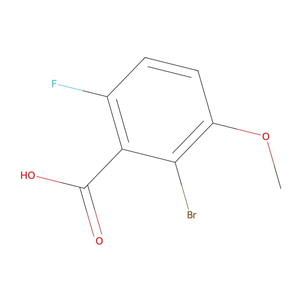2-Bromo-6-fluoro-3-methoxybenzoic acid molecular structure, CAS 1532387-46-4