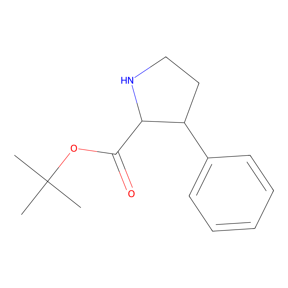 rac-tert-butyl (2R,3S)-3-phenylpyrrolidine-2-carboxylate molecular structure, CAS 153243-97-1