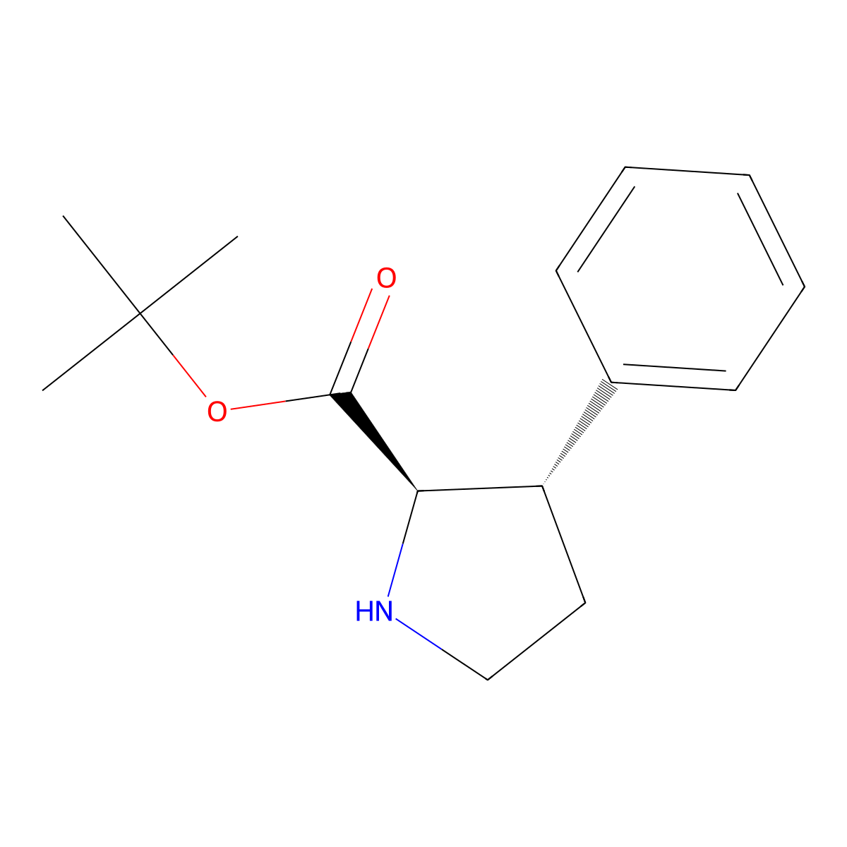 rac-tert-butyl (2R,3S)-3-phenylpyrrolidine-2-carboxylate molecular structure, CAS 153243-97-1