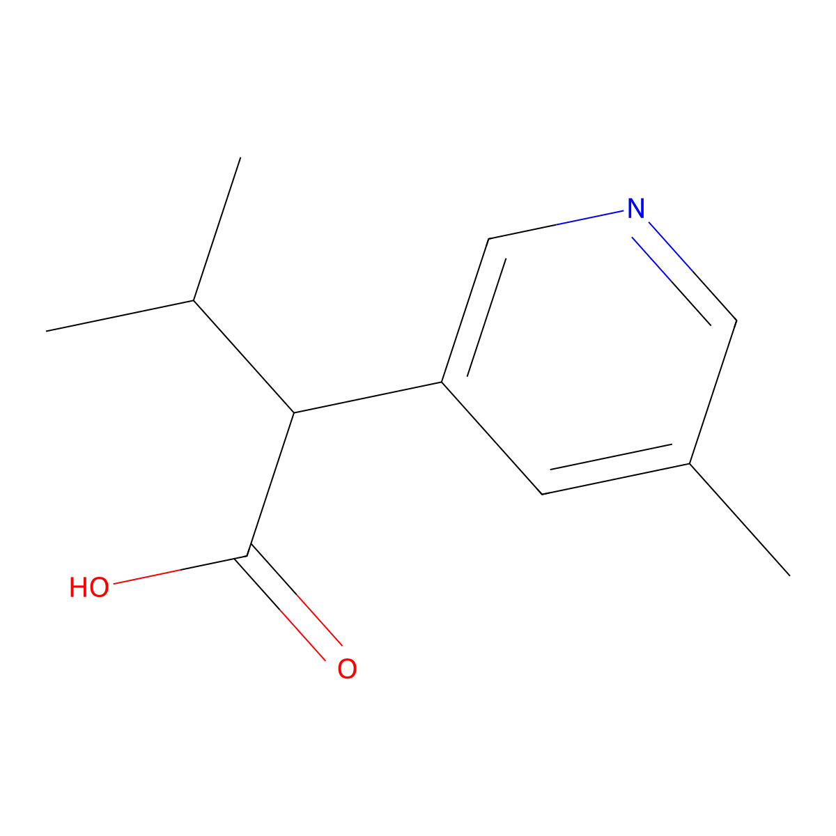 3-Methyl-2-(5-methylpyridin-3-yl)butanoic acid molecular structure, CAS 1532436-39-7