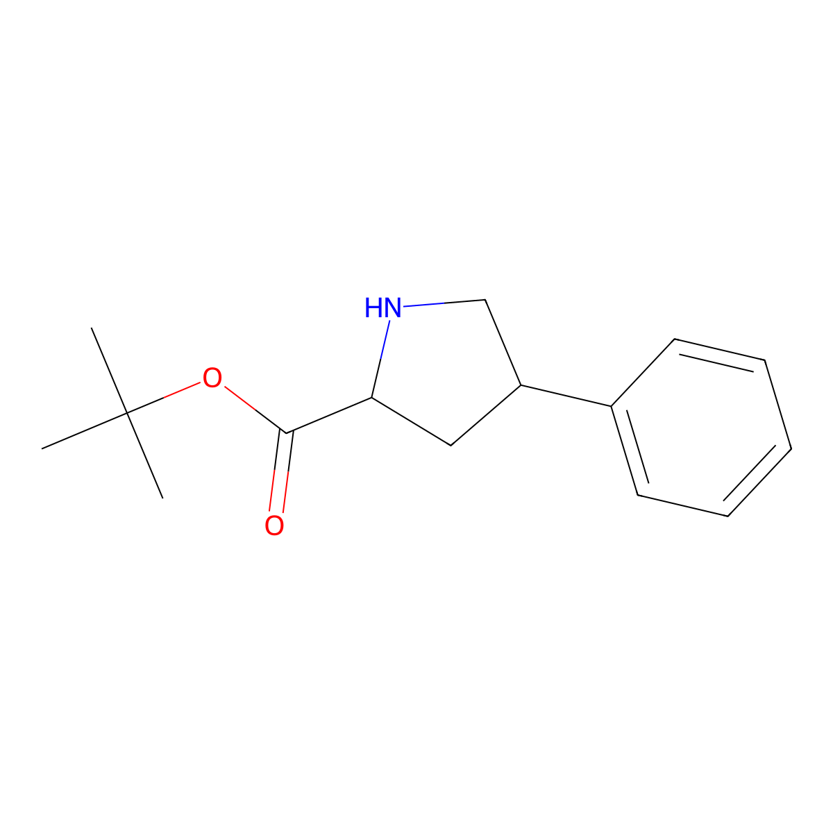 Tert-butyl (2S,4S)-4-phenylpyrrolidine-2-carboxylate molecular structure, CAS 153244-00-9