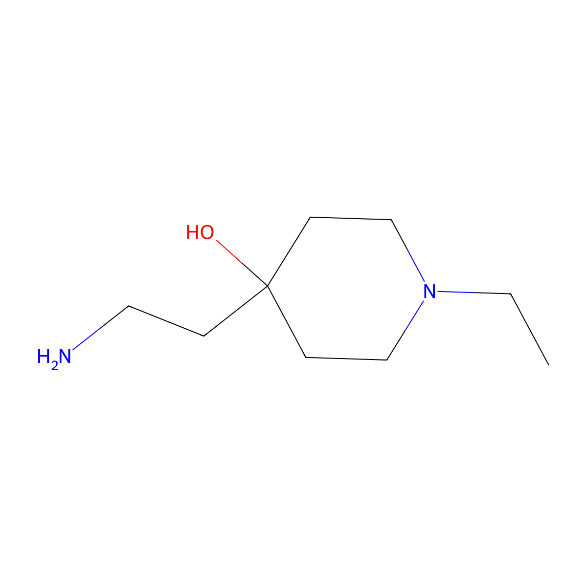 4-(2-Aminoethyl)-1-ethylpiperidin-4-ol molecular structure, CAS 1532464-17-7