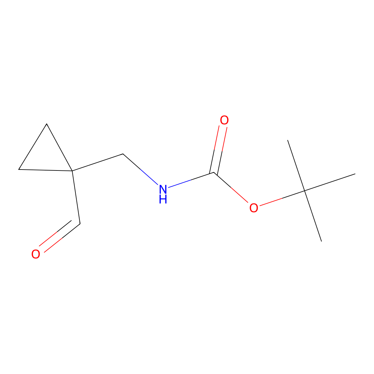 tert-butyl N-[(1-formylcyclopropyl)methyl]carbamate molecular structure, CAS 153248-47-6