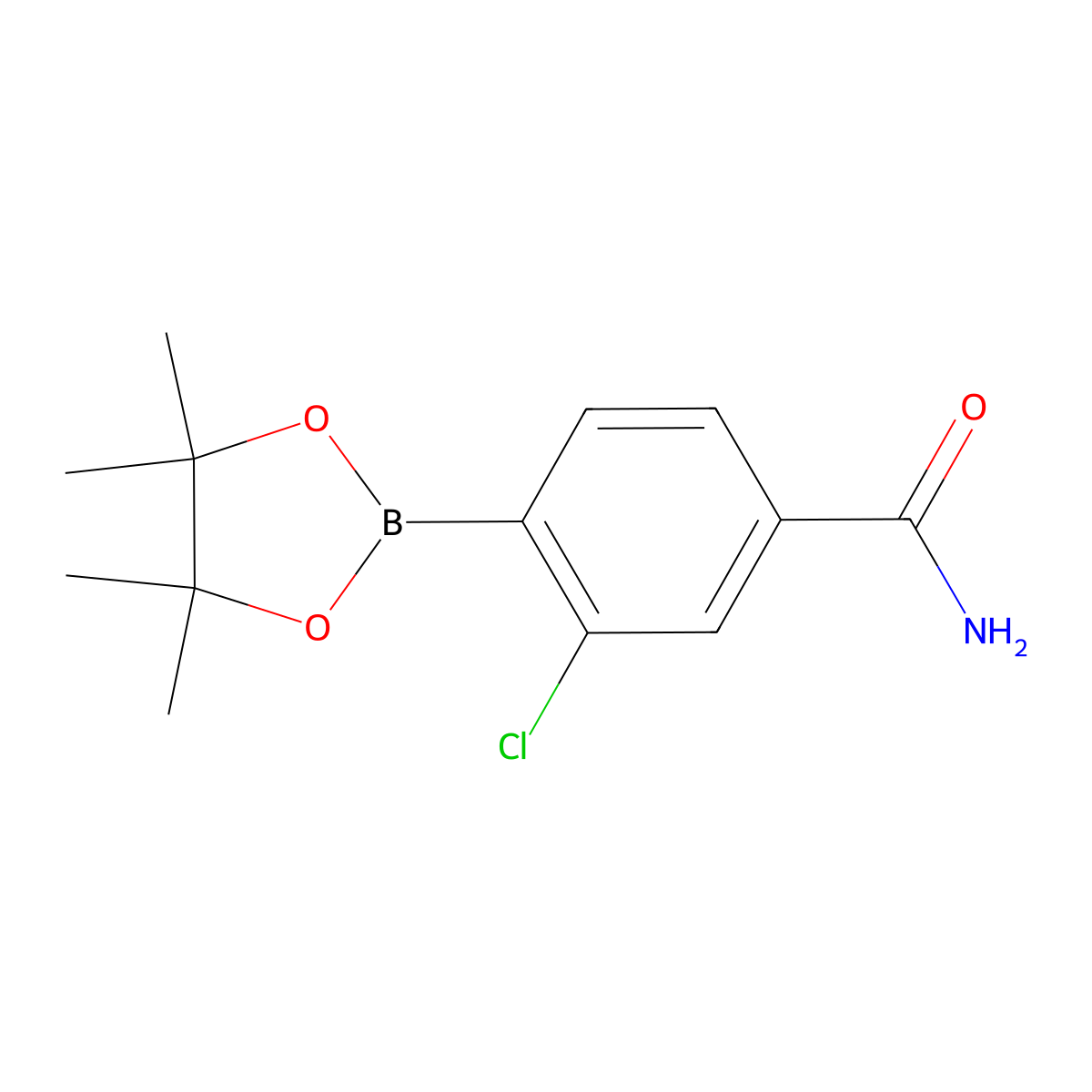 3-Chloro-4-(4,4,5,5-tetramethyl-1,3,2-dioxaborolan-2-YL)benzamide molecular structure, CAS 1532518-87-8