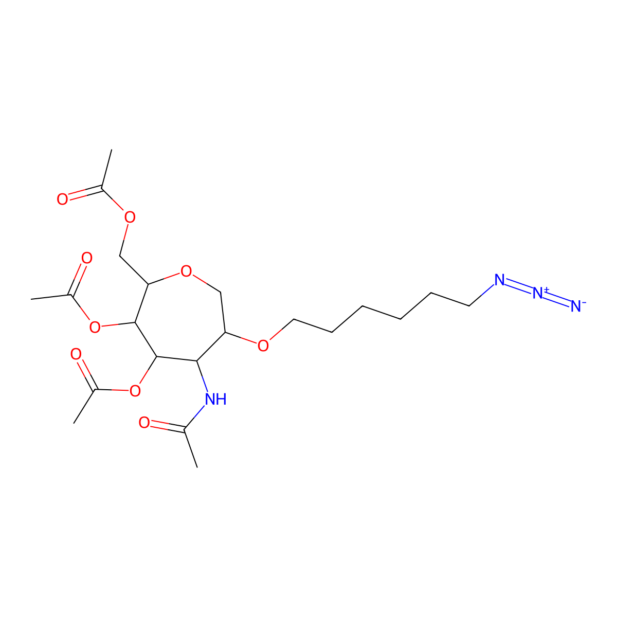 [(2R,3R,4R,5R,6R)-3,4-bis(acetyloxy)-6-[(6-azidohexyl)oxy]-5-acetamidooxepan-2-yl]methyl acetate molecular structure, CAS 153252-06-3