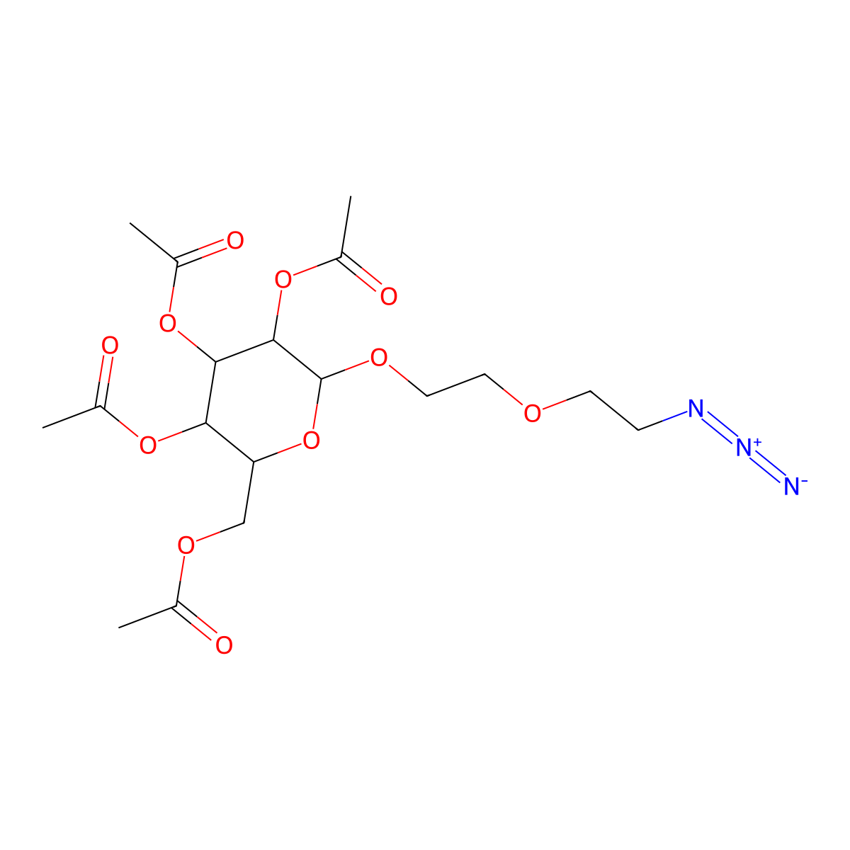 beta-D-tetraacetylgalactopyranoside-PEG1-N3 molecular structure, CAS 153252-36-9