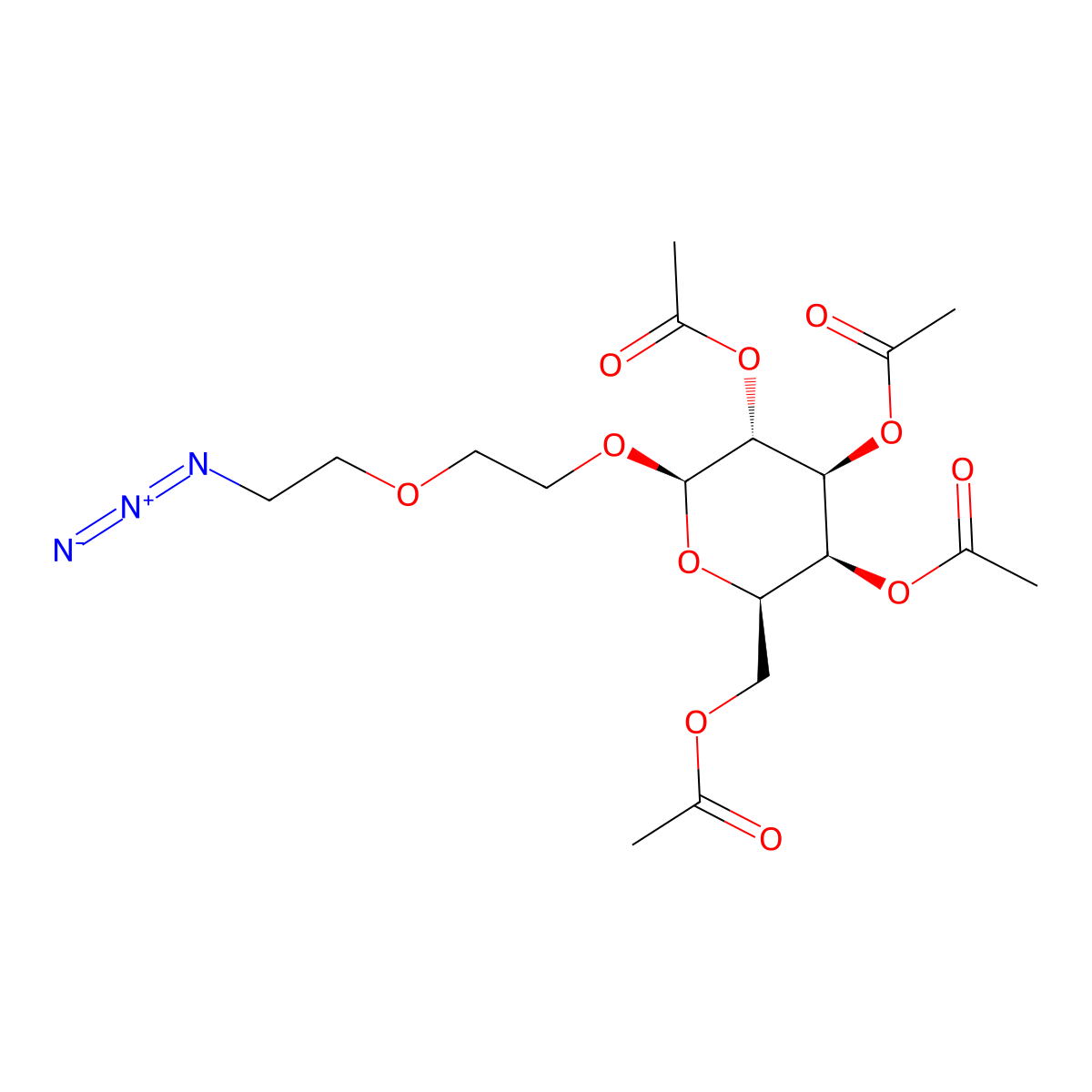 beta-D-tetraacetylgalactopyranoside-PEG1-N3 molecular structure, CAS 153252-36-9