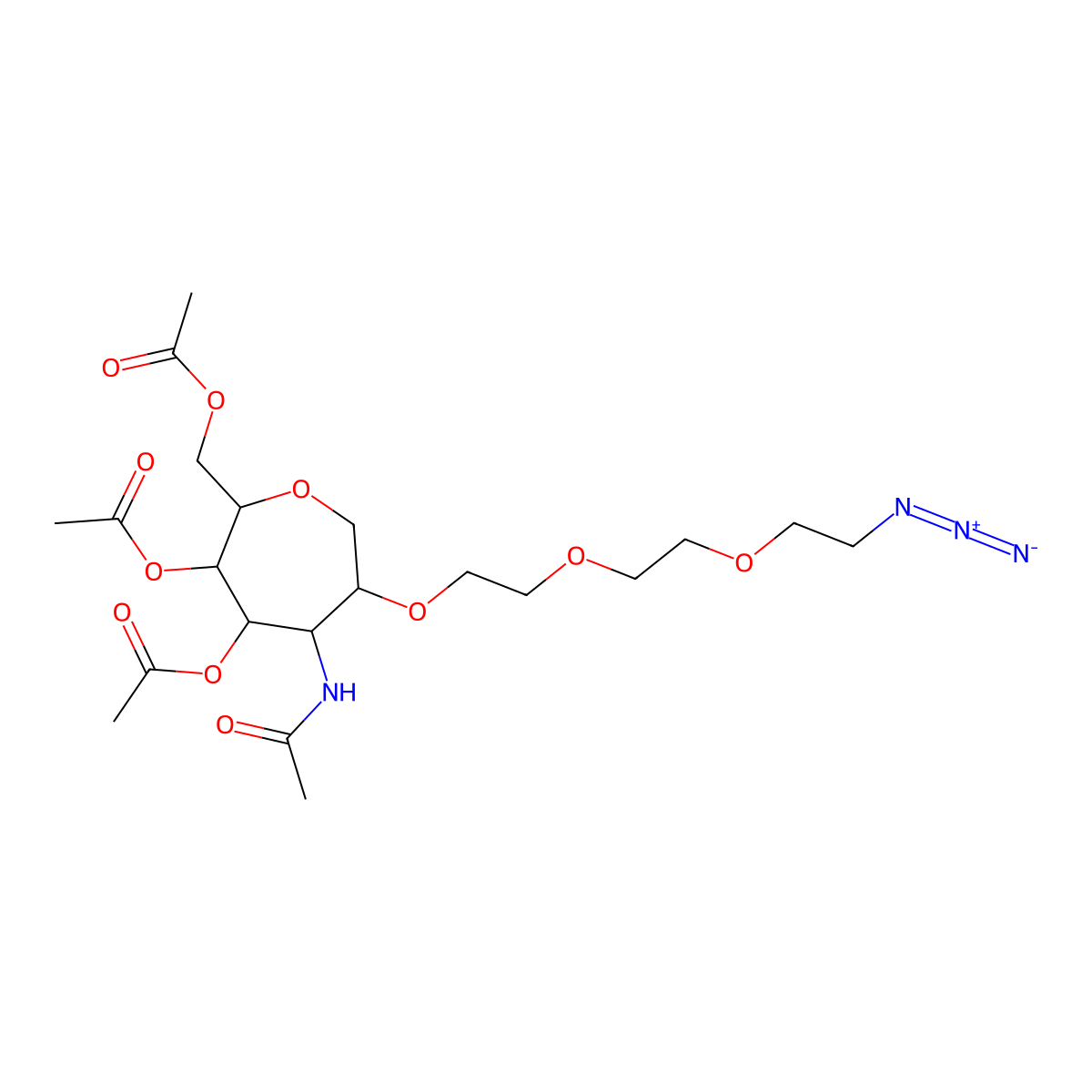 [(2R,3R,4R,5R,6R)-5-acetamido-3,4-diacetyloxy-6-[2-[2-(2-azidoethoxy)ethoxy]ethoxy]oxepan-2-yl]methyl acetate molecular structure, CAS 153253-46-4