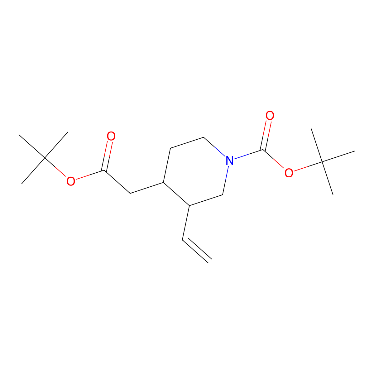 tert-butyl (3R,4S)-4-[2-(tert-butoxy)-2-oxoethyl]-3-ethenylpiperidine-1-carboxylate molecular structure, CAS 153256-21-4