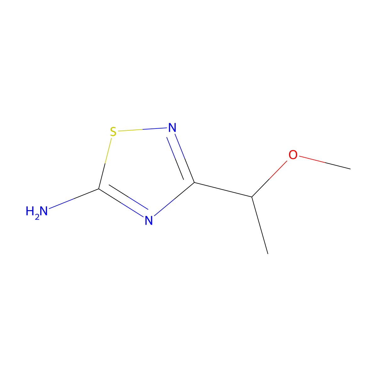 3-(1-Methoxyethyl)-1,2,4-thiadiazol-5-amine molecular structure, CAS 1532599-27-1