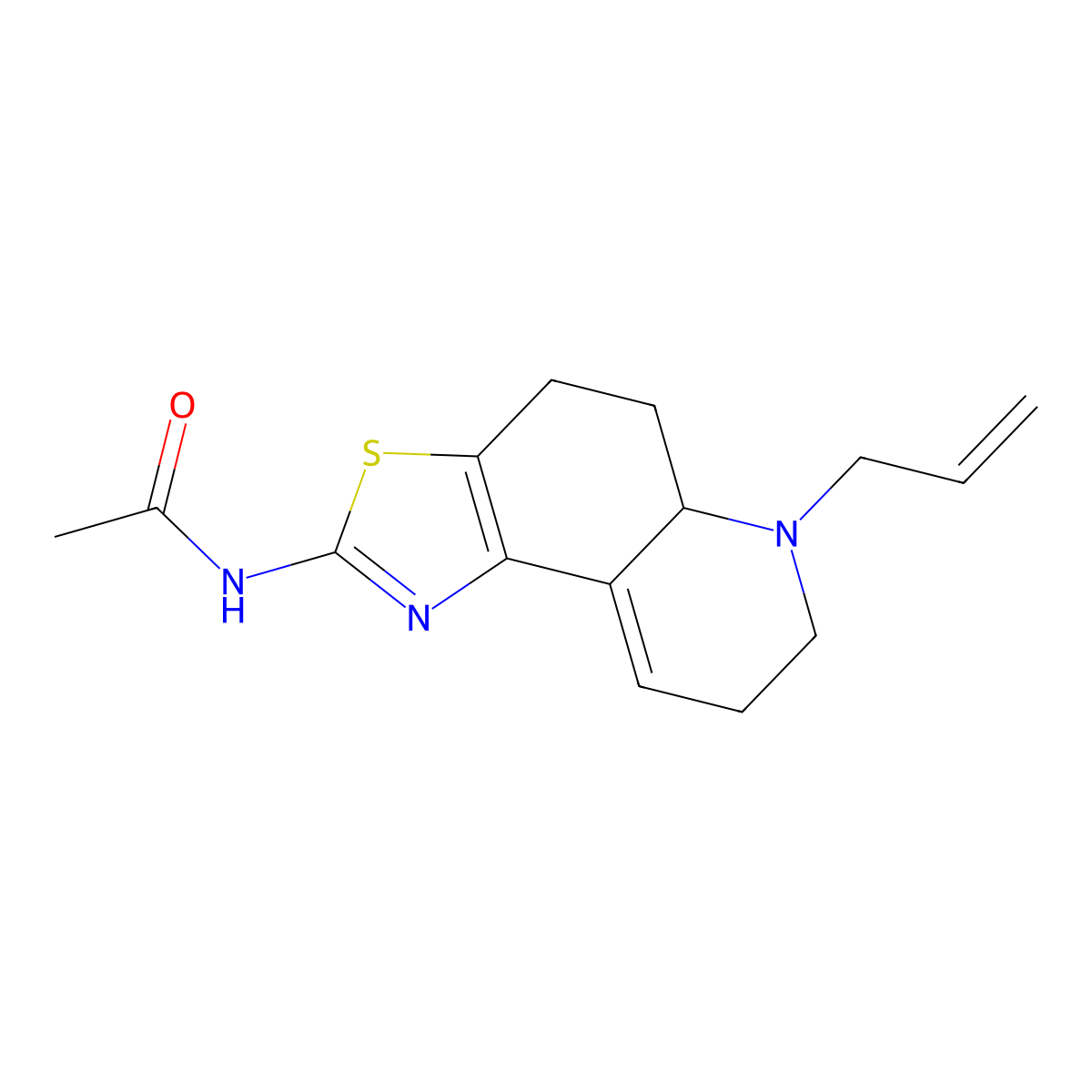 N-(4,5,5a,6,7,8-Hexahydro-6-(2-propenyl)thiazolo(4,5-f)quinolin-2-yl)acetamide molecular structure, CAS 153260-26-5