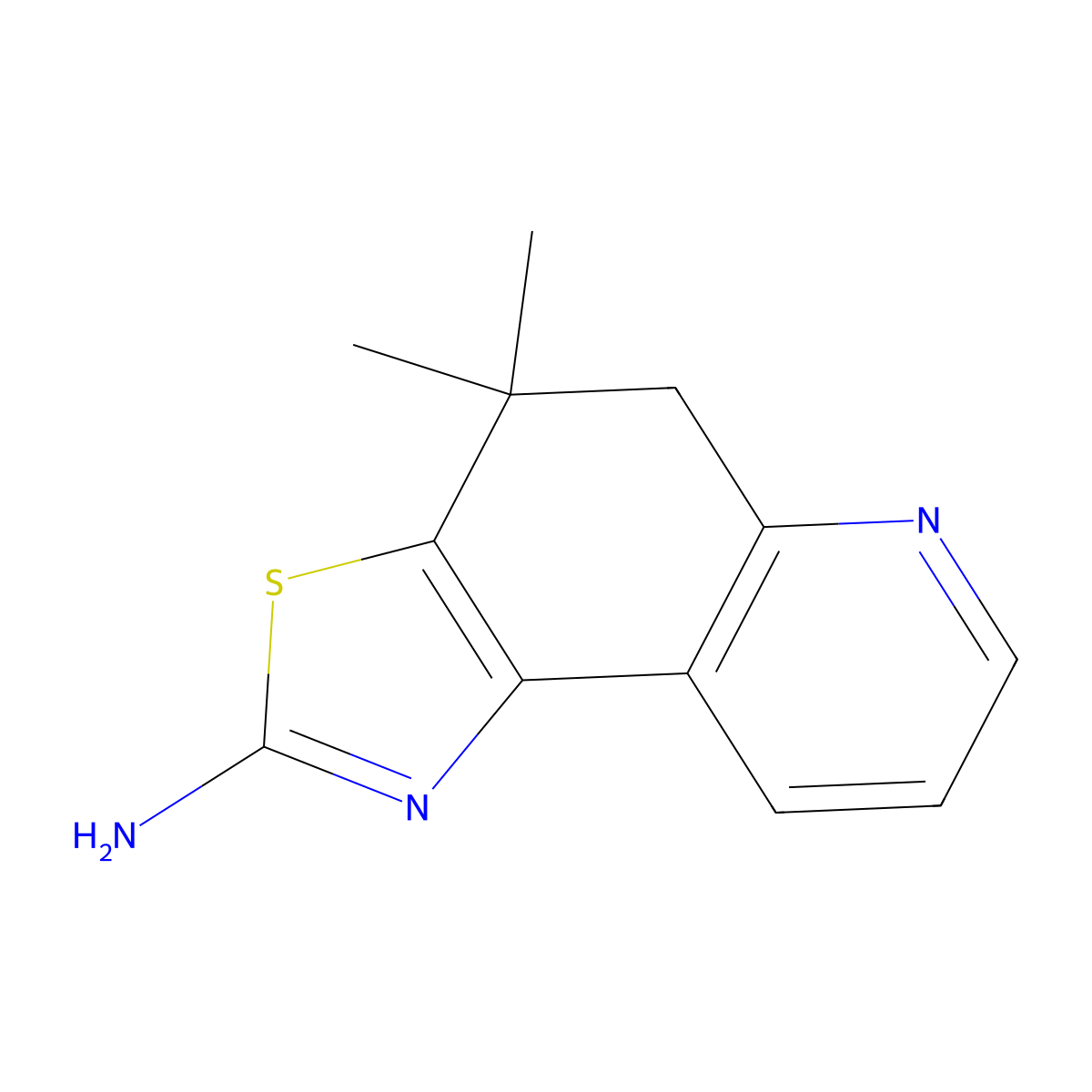 4,5-Dihydro-4,4-dimethylthiazolo(4,5-f)quinolin-2-amine molecular structure, CAS 153260-28-7