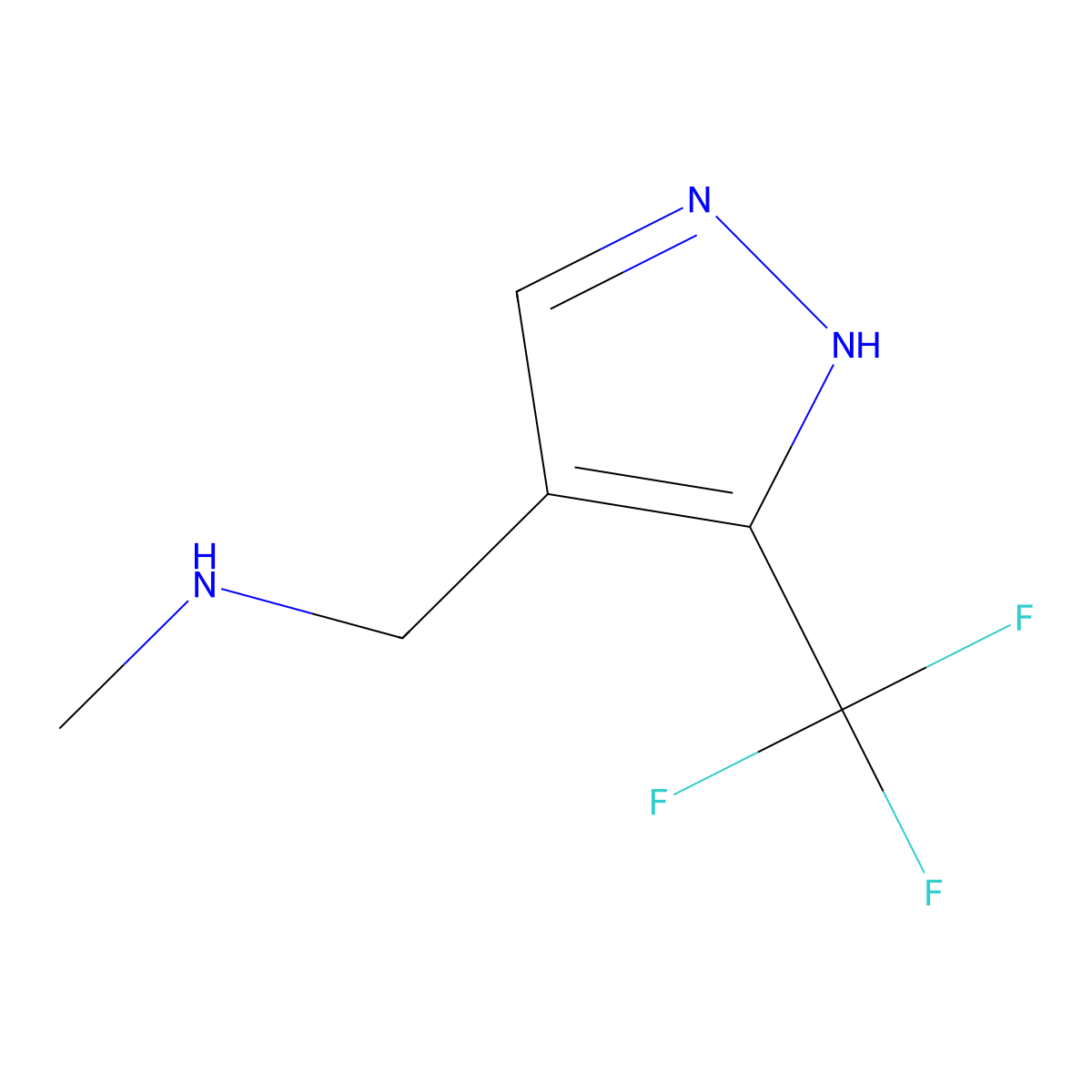 N-methyl-1-(3-(trifluoromethyl)-1H-pyrazol-4-yl)methanamine molecular structure, CAS 1532605-21-2