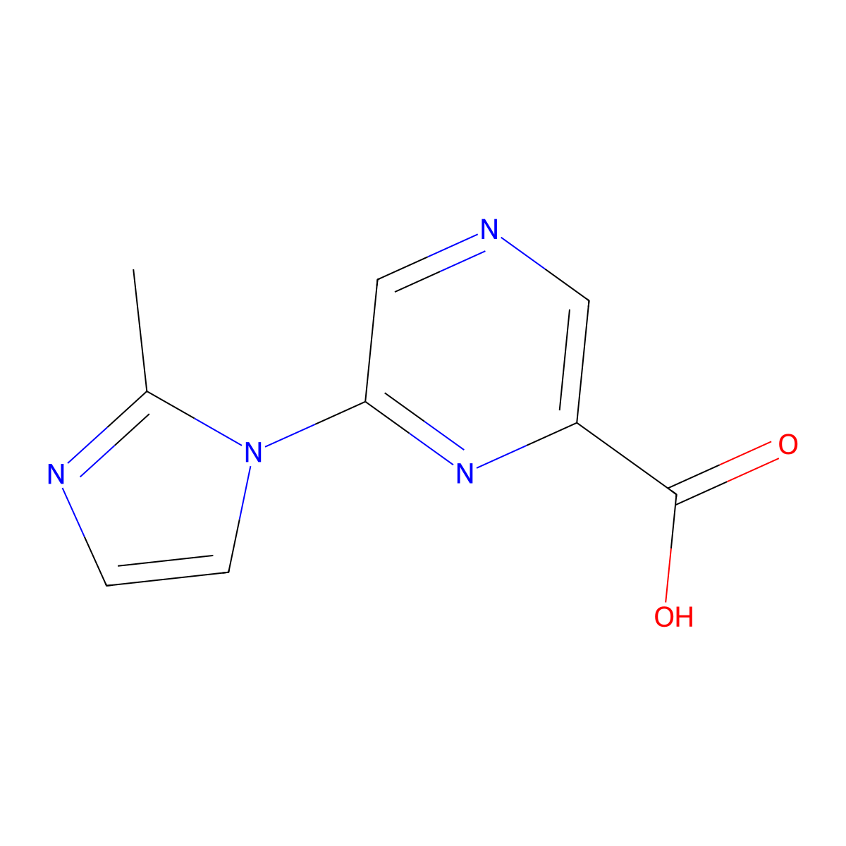 6-(2-methyl-1H-imidazol-1-yl)pyrazine-2-carboxylic acid molecular structure, CAS 1532605-32-5