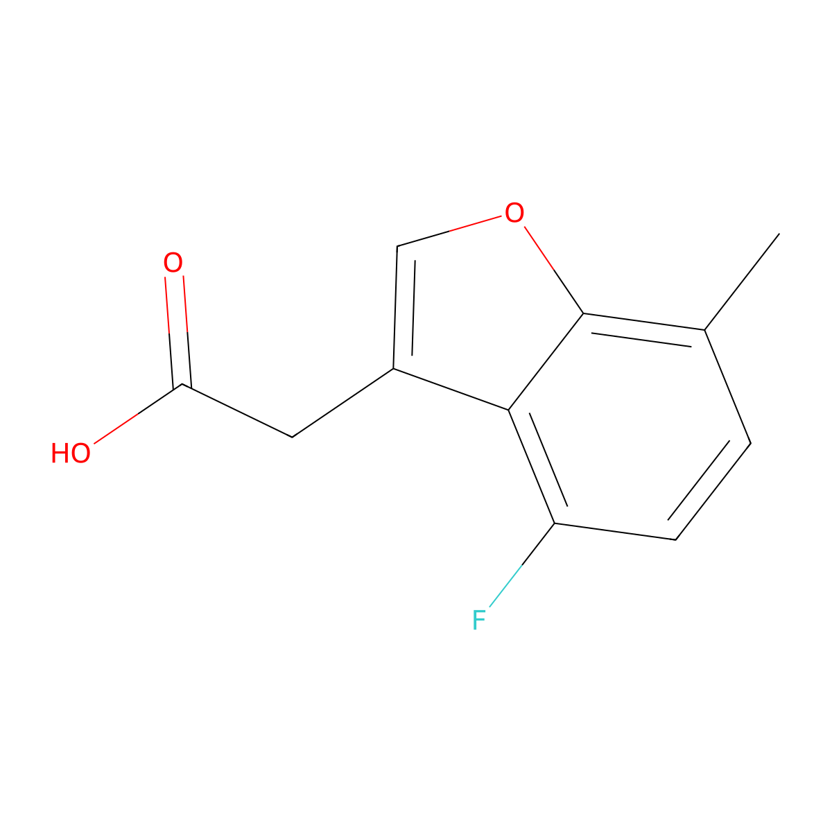 2-(4-Fluoro-7-methyl-1-benzofuran-3-yl)acetic acid molecular structure, CAS 1532616-84-4