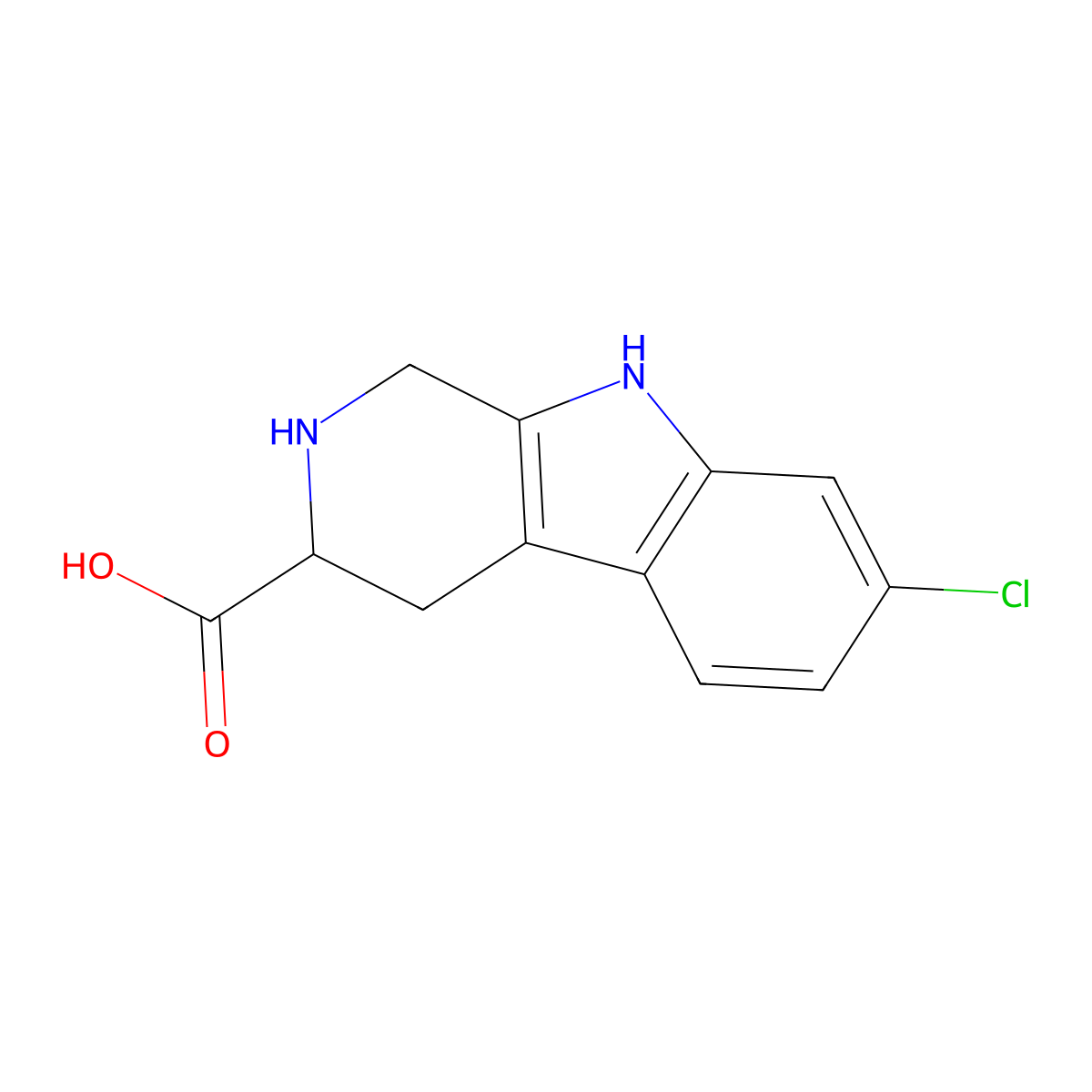 7-chloro-1H,2H,3H,4H,9H-pyrido[3,4-b]indole-3-carboxylic acid molecular structure, CAS 1532638-56-4
