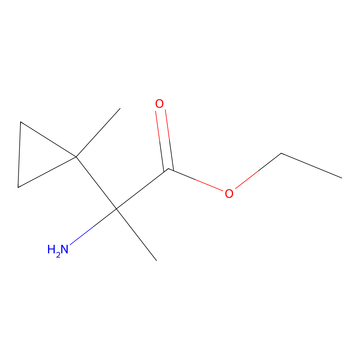 Ethyl 2-amino-2-(1-methylcyclopropyl)propanoate molecular structure, CAS 1532644-33-9