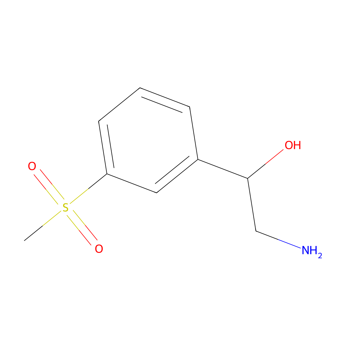 2-Amino-1-(3-methanesulfonylphenyl)ethan-1-ol molecular structure, CAS 1532656-97-5