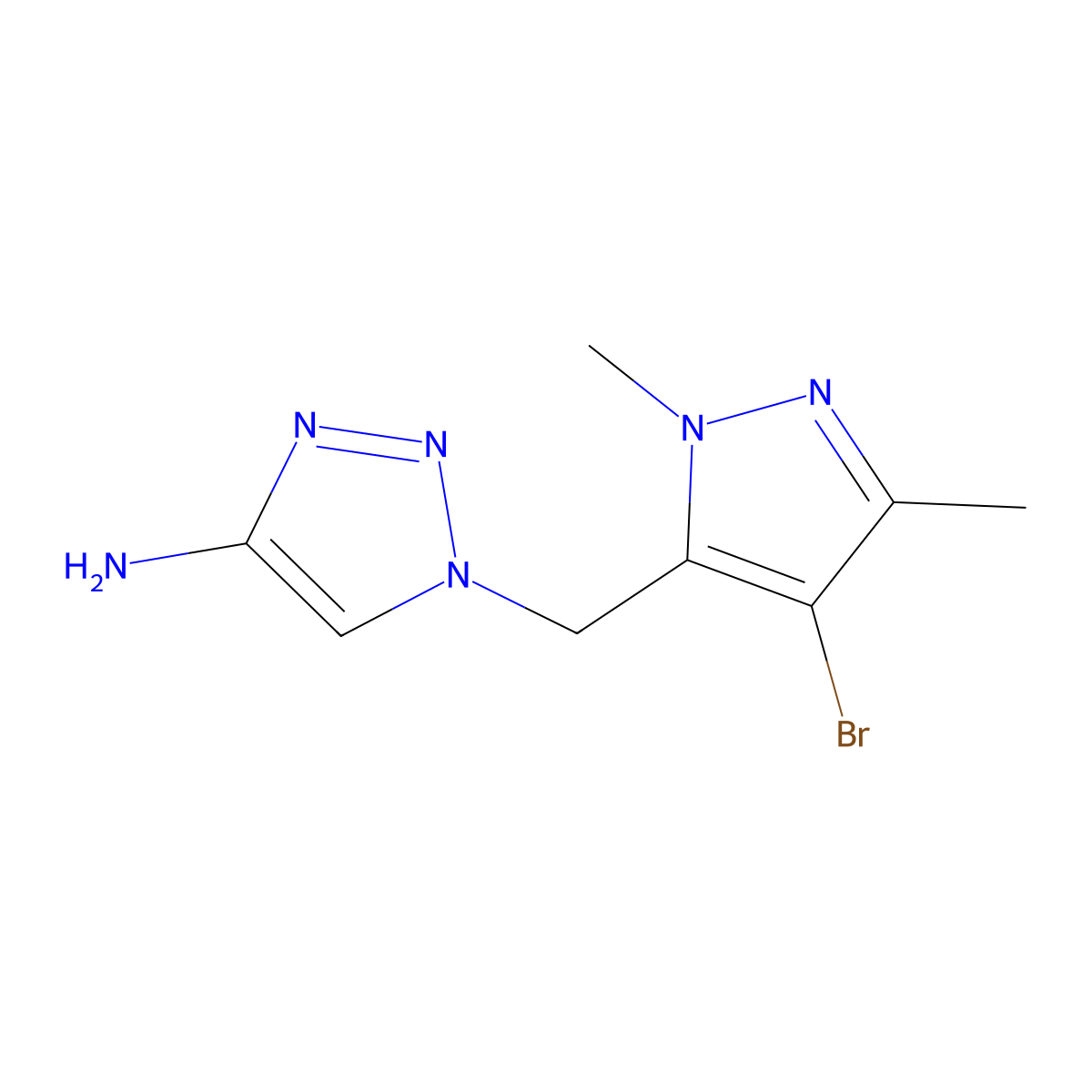 1-((4-Bromo-1,3-dimethyl-1h-pyrazol-5-yl)methyl)-1h-1,2,3-triazol-4-amine molecular structure, CAS 1532661-77-0