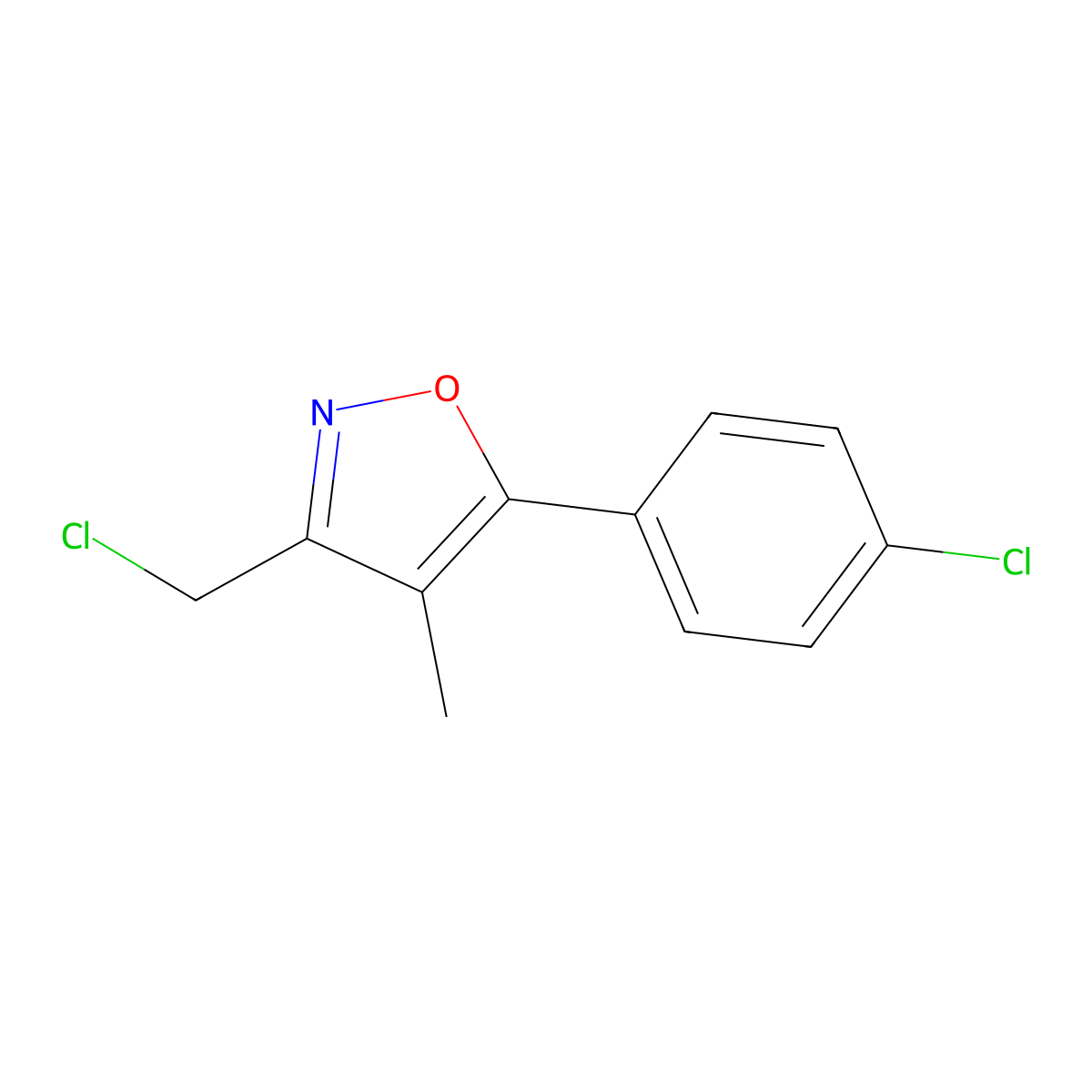3-(Chloromethyl)-5-(4-chlorophenyl)-4-methyl-1,2-oxazole molecular structure, CAS 1532667-76-7