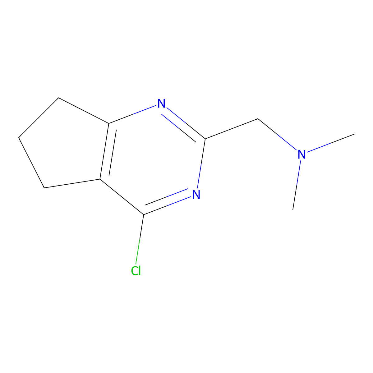 ((4-Chloro-5H,6H,7H-cyclopenta[D]pyrimidin-2-YL)methyl)dimethylamine molecular structure, CAS 1532691-09-0