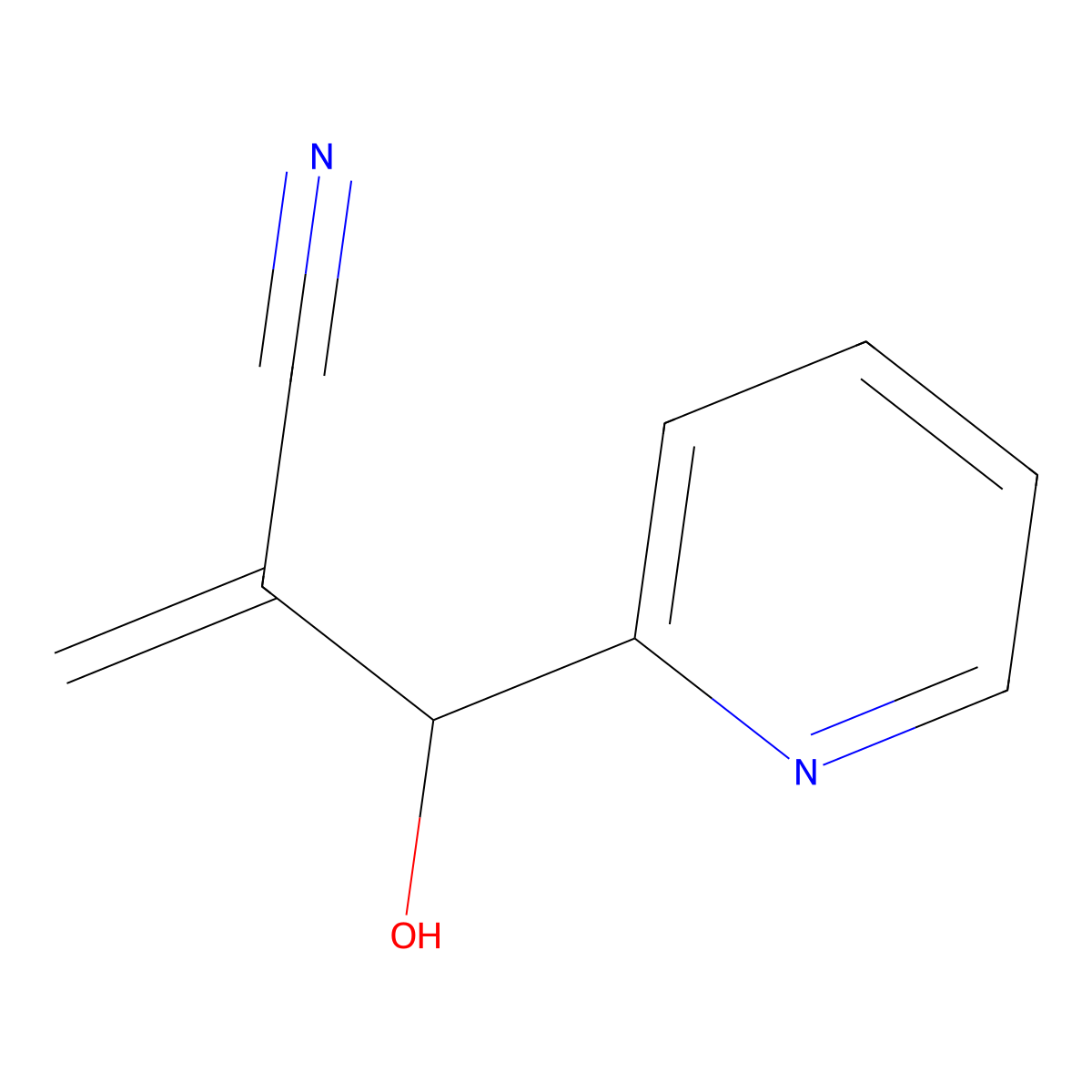 2-[Hydroxy(pyridin-2-yl)methyl]prop-2-enenitrile molecular structure, CAS 153274-57-8