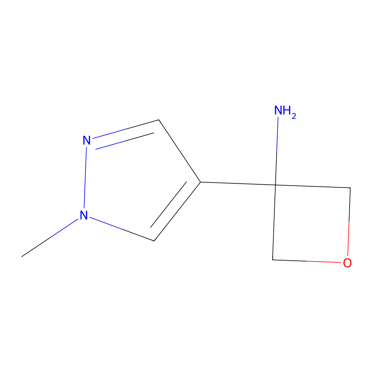 3-(1-Methyl-1H-pyrazol-4-yl)oxetan-3-amine molecular structure, CAS 1532791-30-2