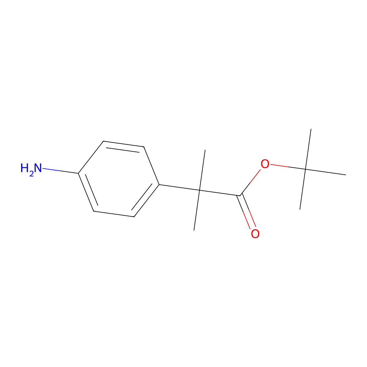 Tert-butyl 2-(4-aminophenyl)-2-methylpropanoate molecular structure, CAS 1532807-04-7