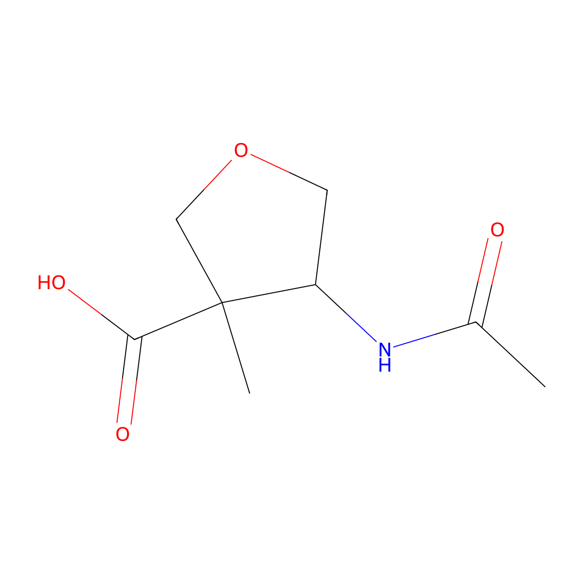 4-Acetamido-3-methyloxolane-3-carboxylic acid molecular structure, CAS 1532828-67-3