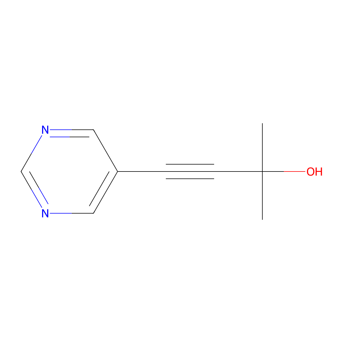 2-Methyl-4-(pyrimidin-5-yl)but-3-yn-2-ol molecular structure, CAS 153286-92-1
