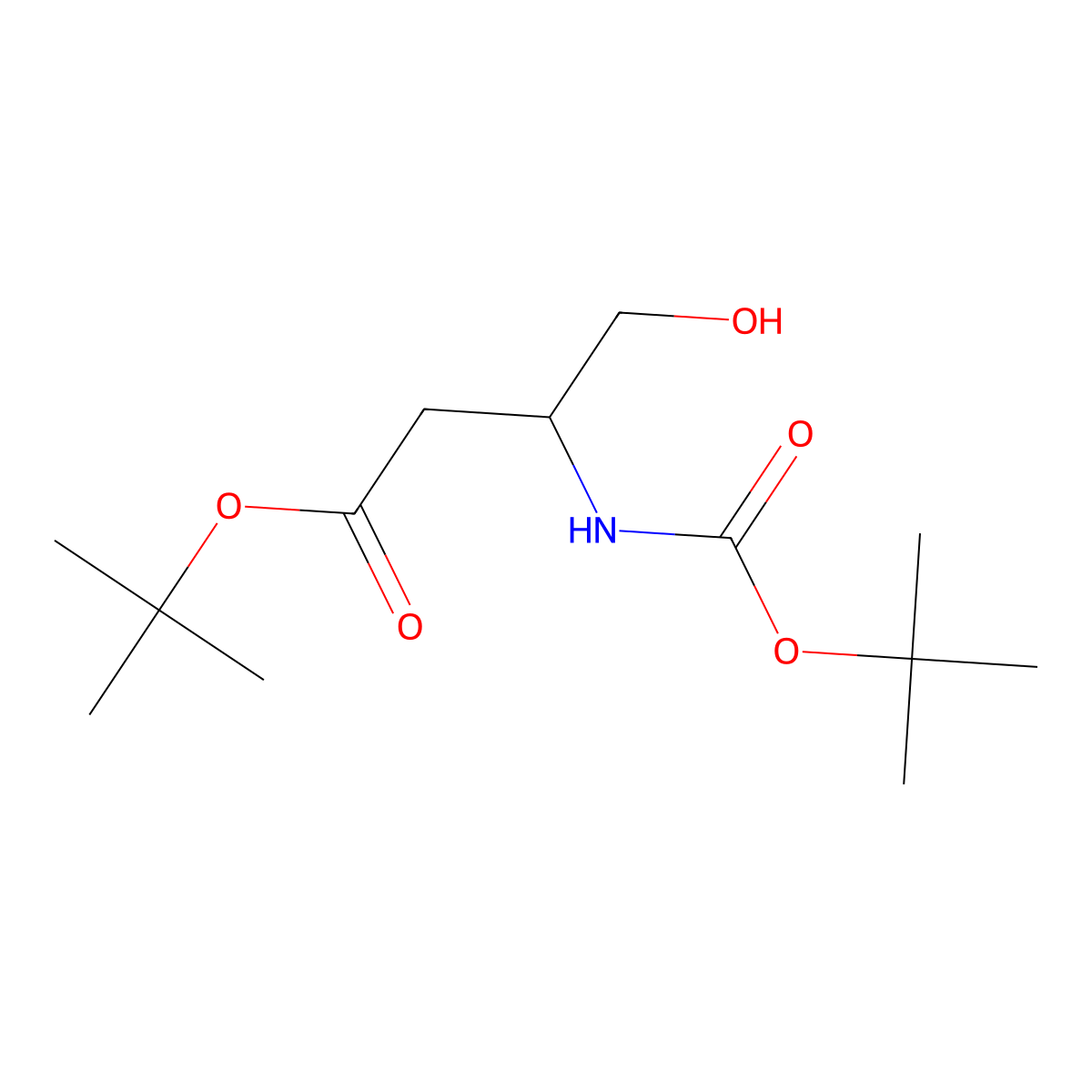 (S)-tert-Butyl 3-((tert-butoxycarbonyl)amino)-4-hydroxybutanoate molecular structure, CAS 153287-86-6