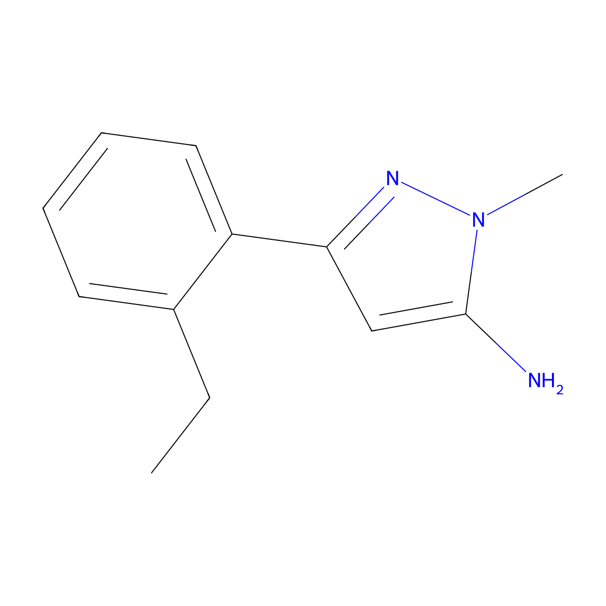 3-(2-ethylphenyl)-1-methyl-1H-pyrazol-5-amine molecular structure, CAS 1532880-00-4