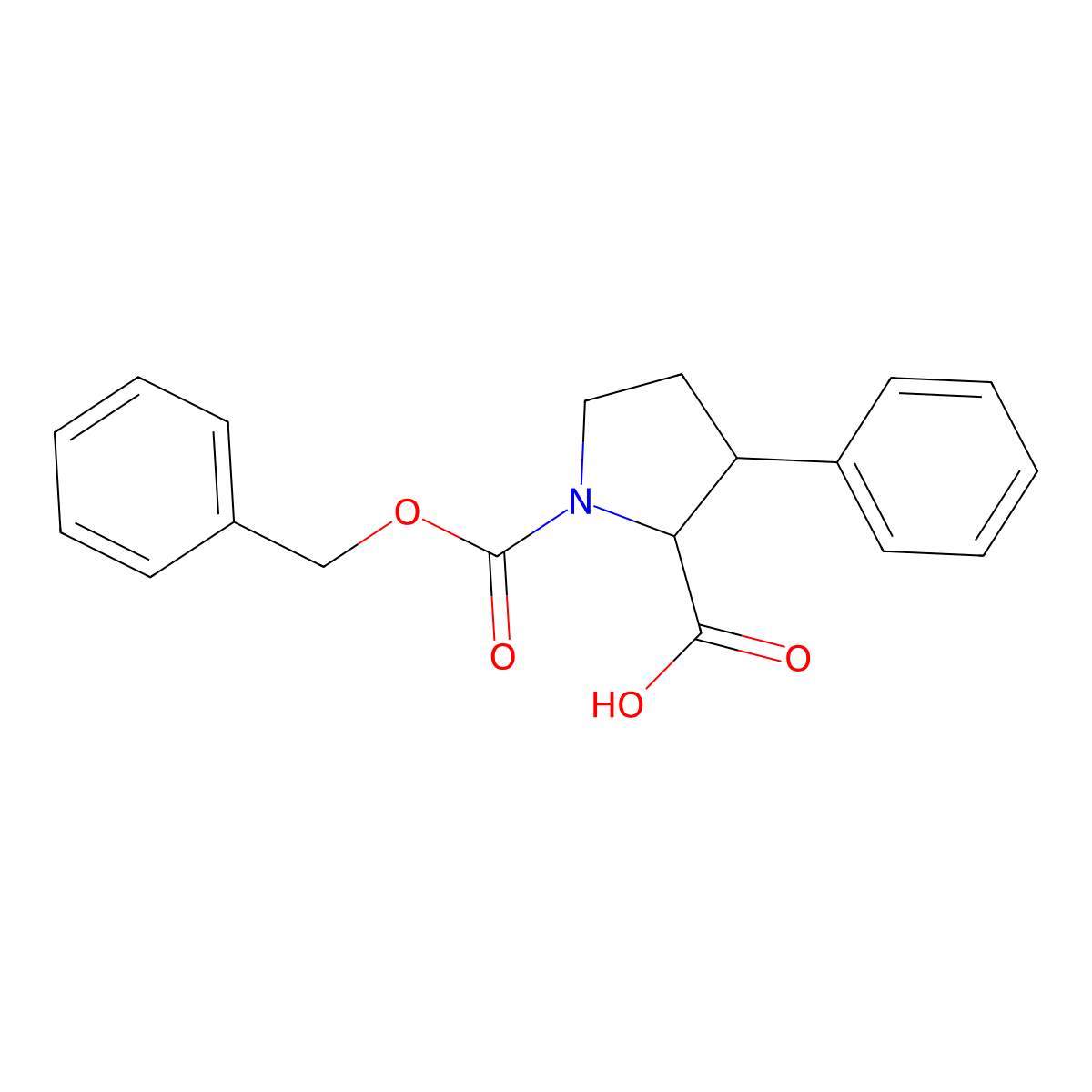 1-[(Benzyloxy)carbonyl]-3-phenylpyrrolidine-2-carboxylic acid molecular structure, CAS 153290-99-4