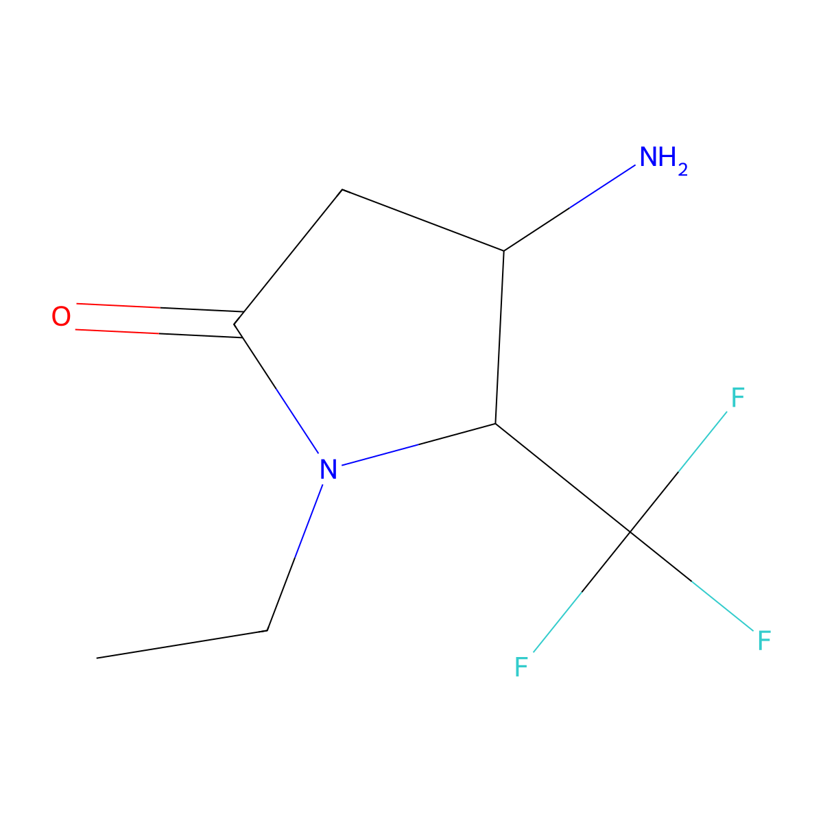 4-Amino-1-ethyl-5-(trifluoromethyl)pyrrolidin-2-one molecular structure, CAS 1532915-41-5