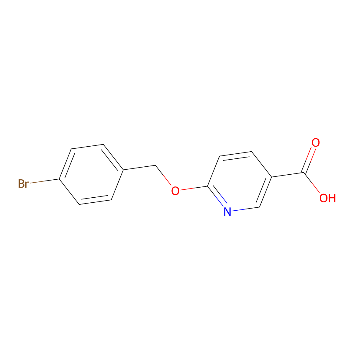 6-((4-Bromophenyl)methoxy)pyridine-3-carboxylic acid molecular structure, CAS 1532920-85-6