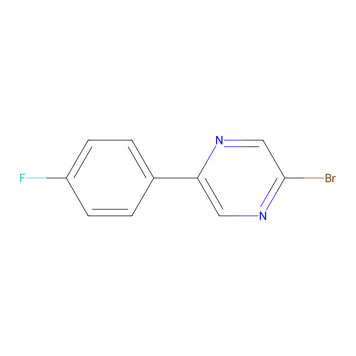 2-Bromo-5-(4-fluorophenyl)pyrazine molecular structure, CAS 153295-35-3