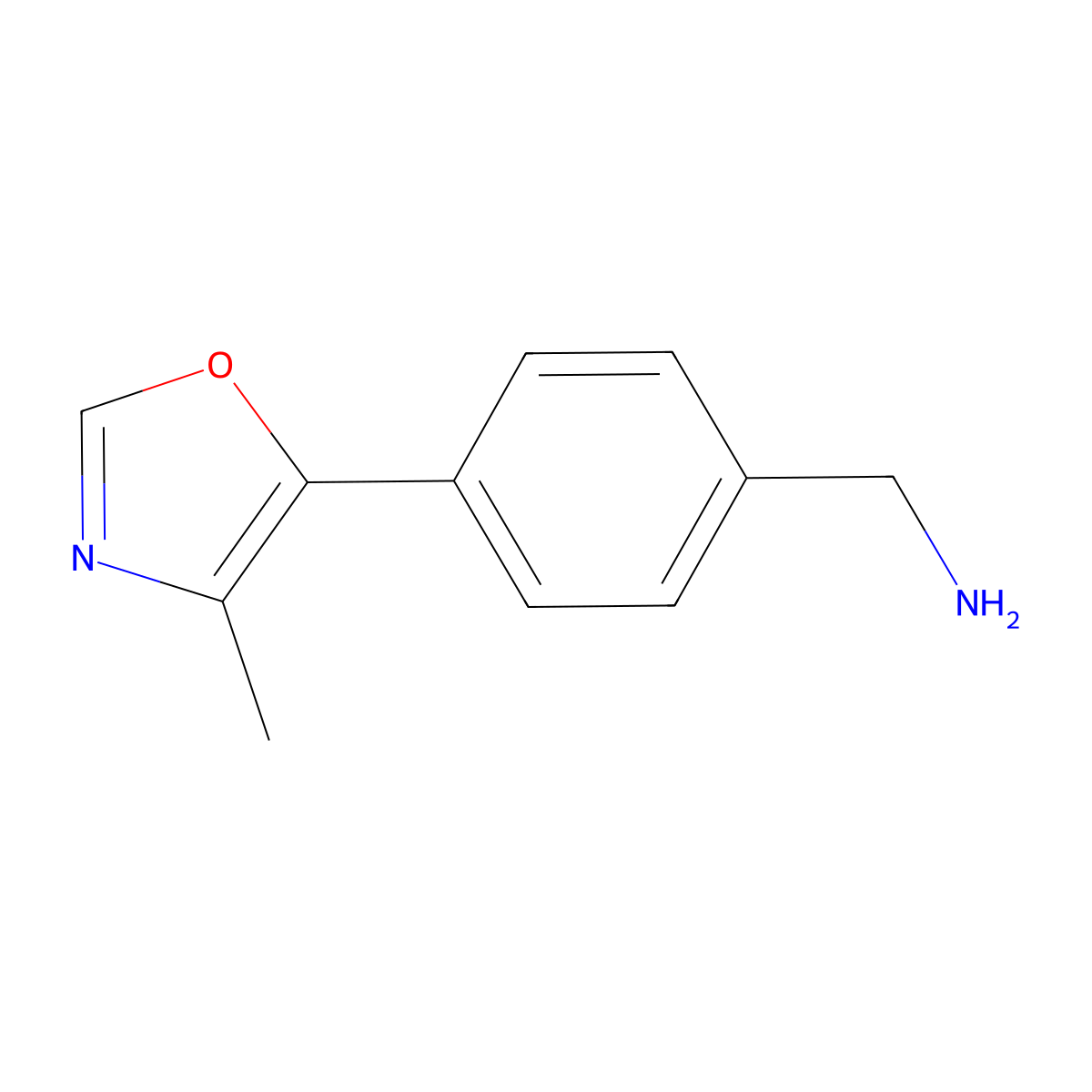 (4-(4-Methyloxazol-5-yl)phenyl)methanamine molecular structure, CAS 1532951-26-0