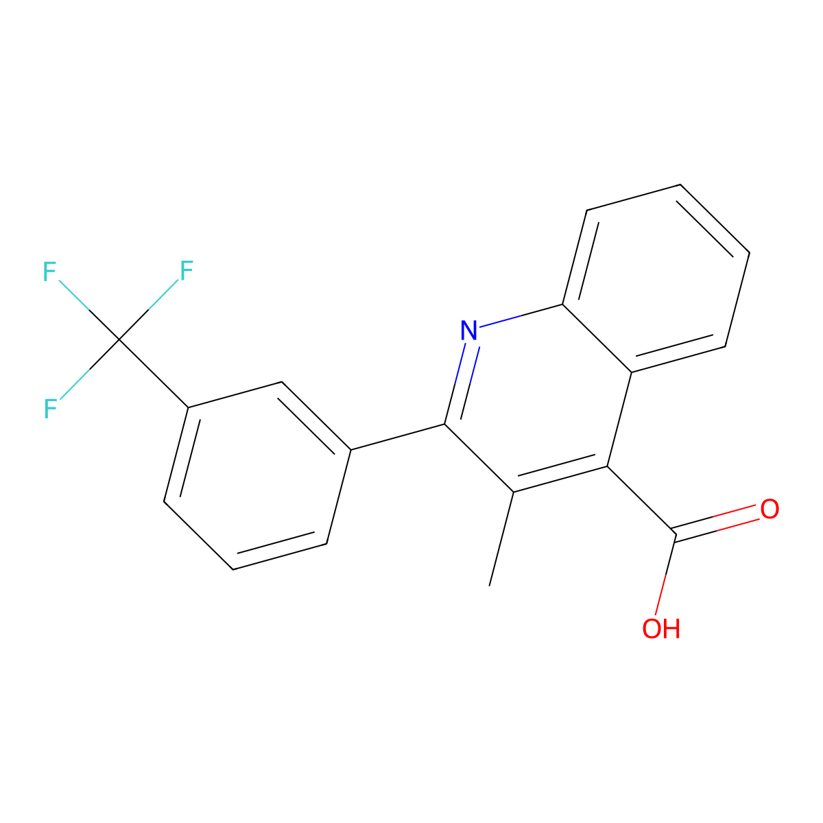 3-Methyl-2-(3-(trifluoromethyl)phenyl)-4-quinolinecarboxylic acid molecular structure, CAS 1533-17-1