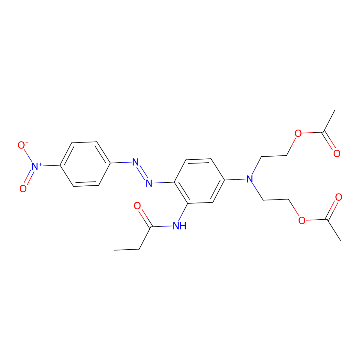 Propanamide, N-[5-[bis[2-(acetyloxy)ethyl]amino]-2-[2-(4-nitrophenyl)diazenyl]phenyl]- molecular structure, CAS 1533-76-2