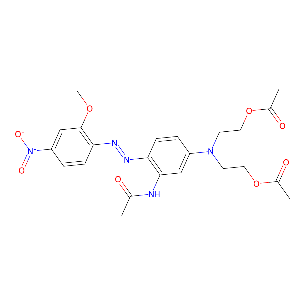 Acetamide, N-(5-(bis(2-(acetyloxy)ethyl)amino)-2-(2-(2-methoxy-4-nitrophenyl)diazenyl)phenyl)- molecular structure, CAS 1533-77-3