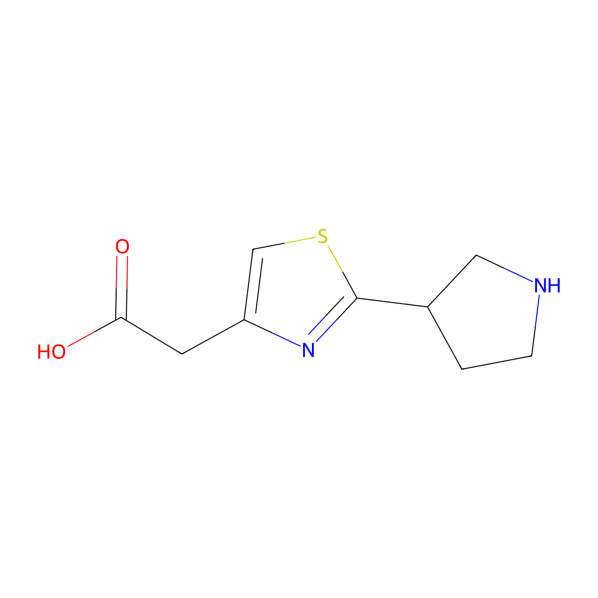 2-[2-(Pyrrolidin-3-yl)-1,3-thiazol-4-yl]acetic acid molecular structure, CAS 1533008-04-6